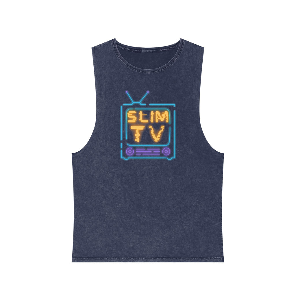 Unisex Stonewash Tank Top with ACE, Slim TV & What's Hot!? - Casual Summer Style