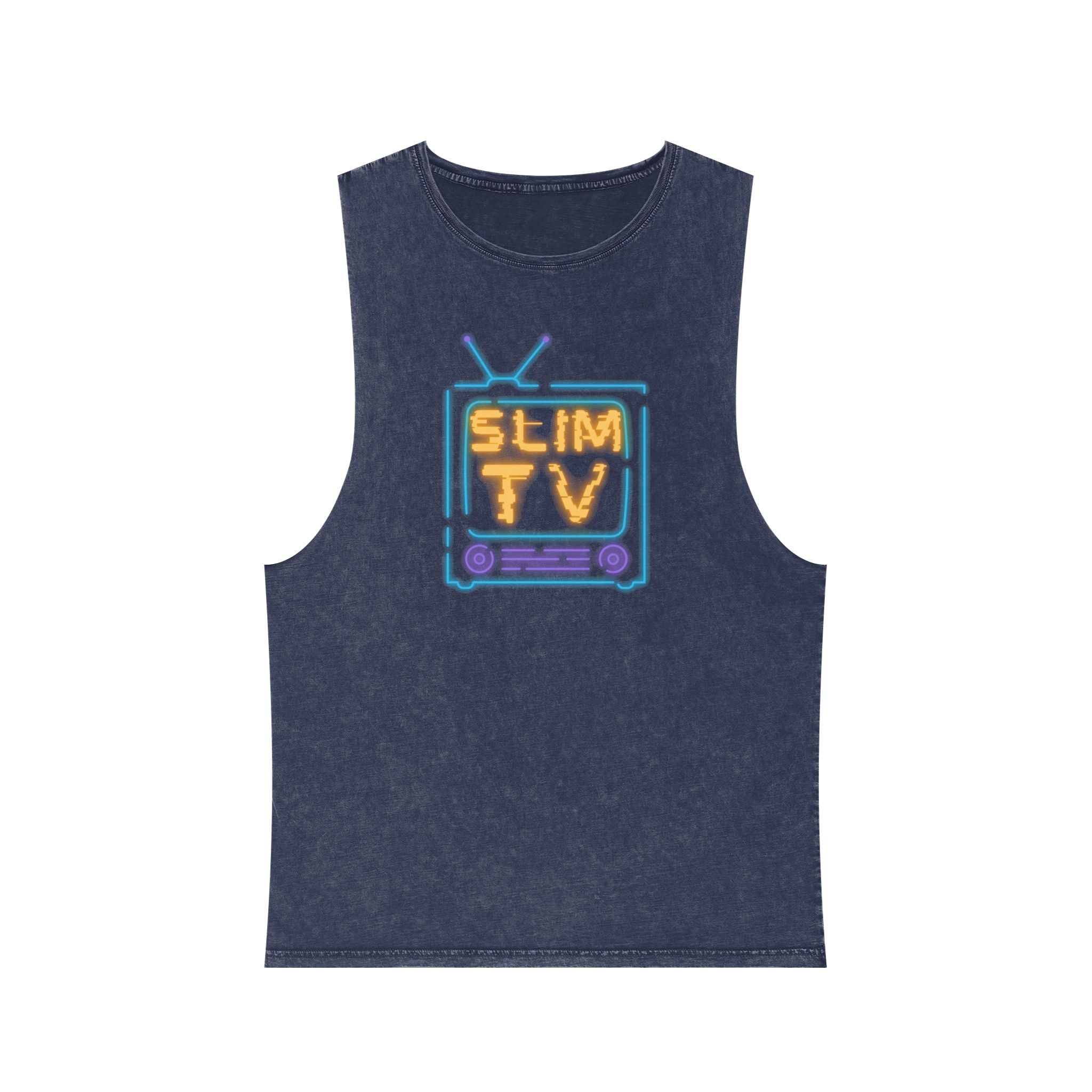 Unisex Stonewash Tank Top with ACE, Slim TV & What's Hot!? - Casual Summer Style